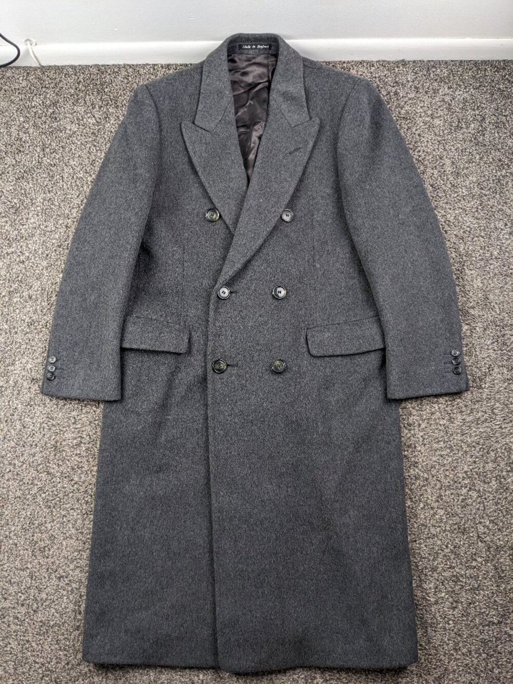 Hammersley Savile Row Overcoat Topcoat Wool Cashmere Double Breasted 38R England